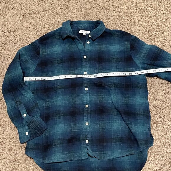 Madewell Plaid Button Down Shirt Green Blue Flannel Size M - Picture 5 of 5